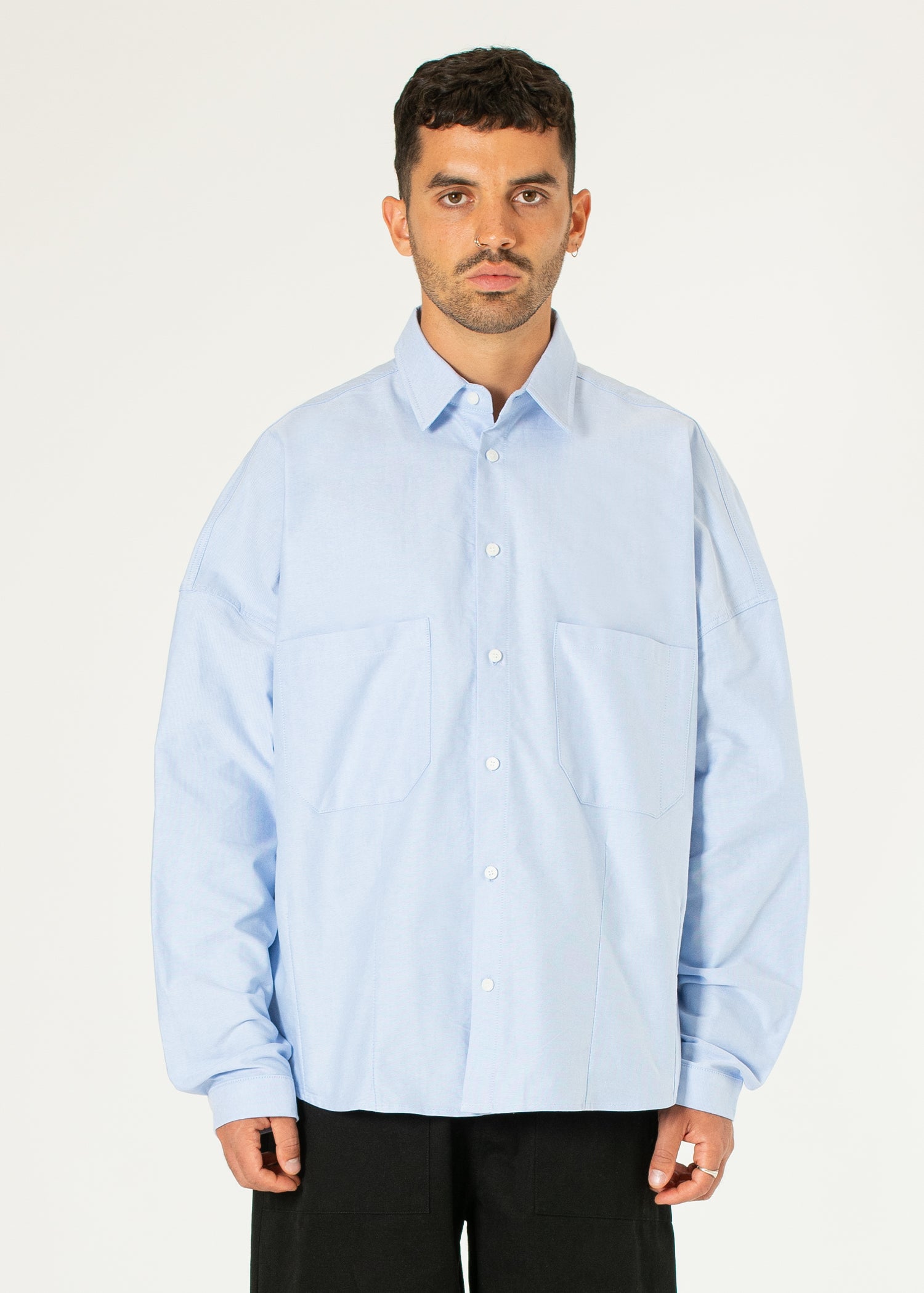 トップス DISSONANCE NTRUL CLASSIC SHIRT LIGHTBLUE Santi_Dart_Oxford_Shirt_Blue_F