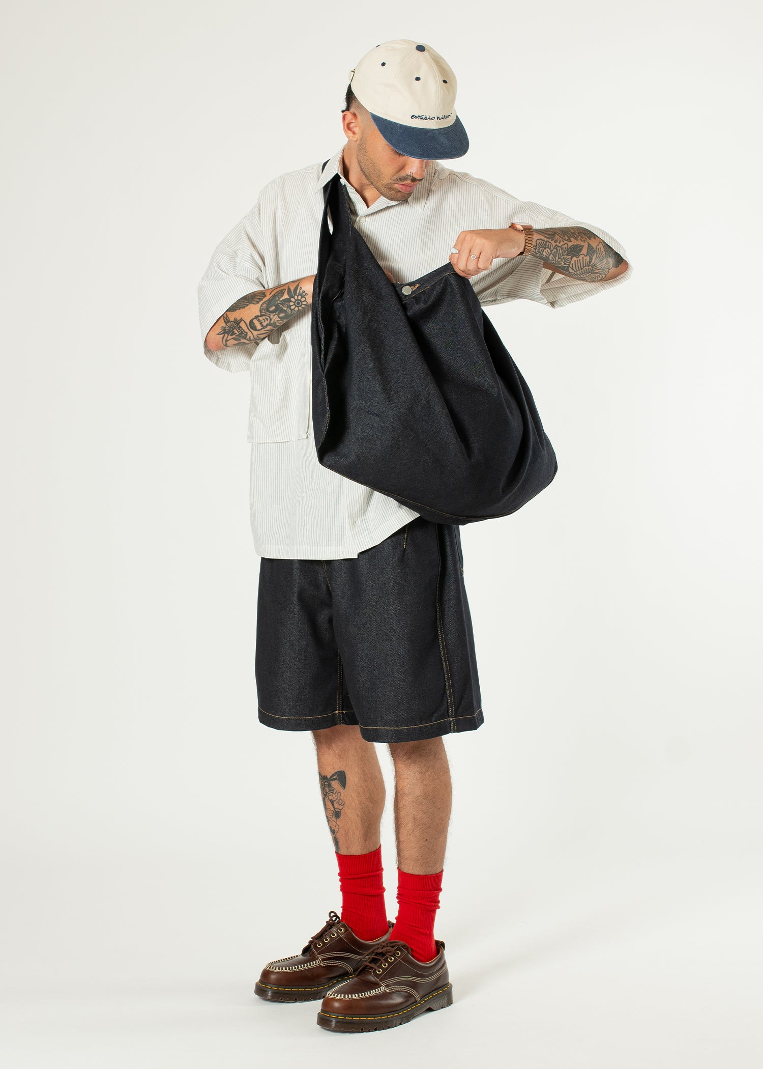 Sac en denim brut à trois voies