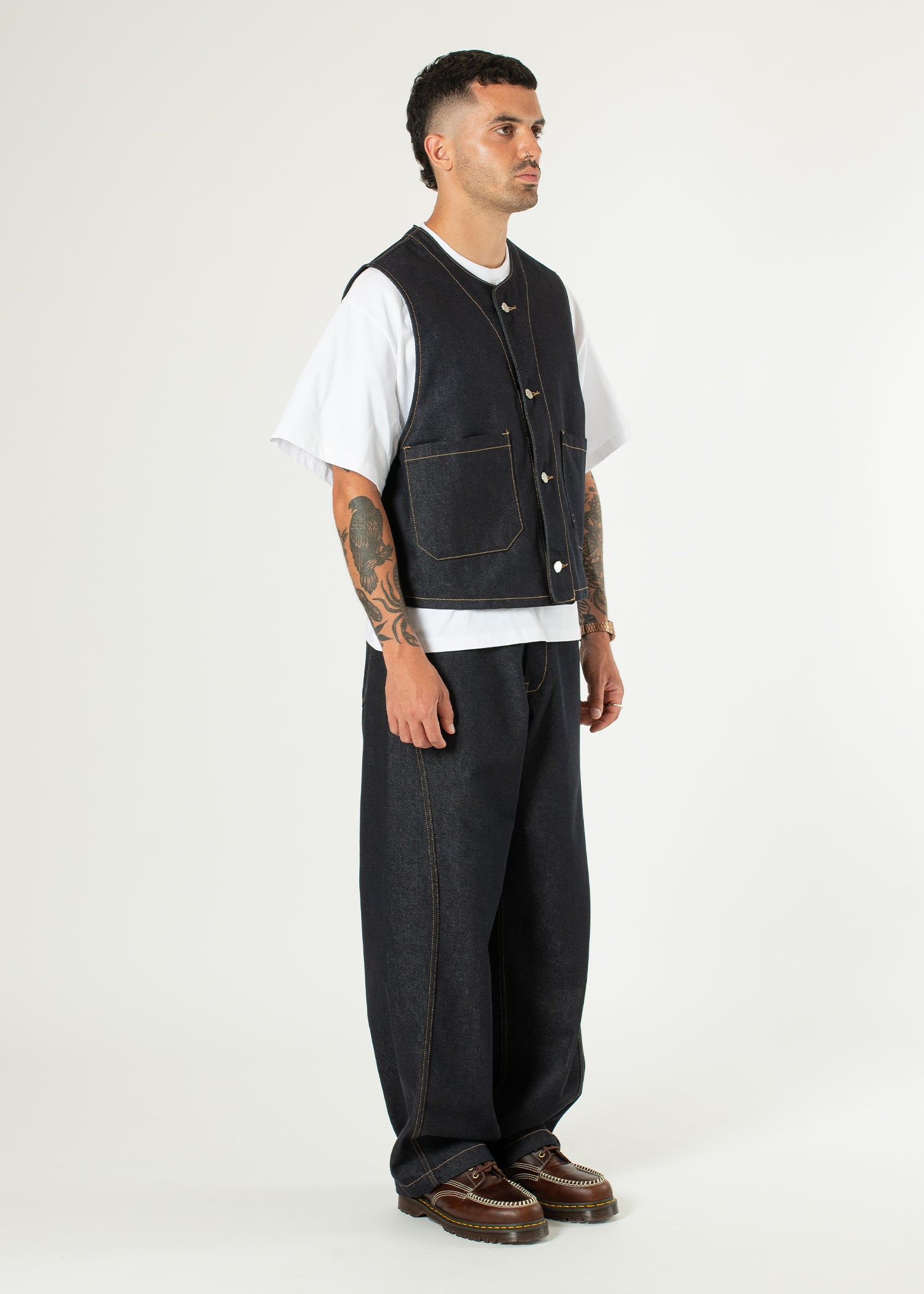 Raw Denim Wide Vest – Estudio Niksen