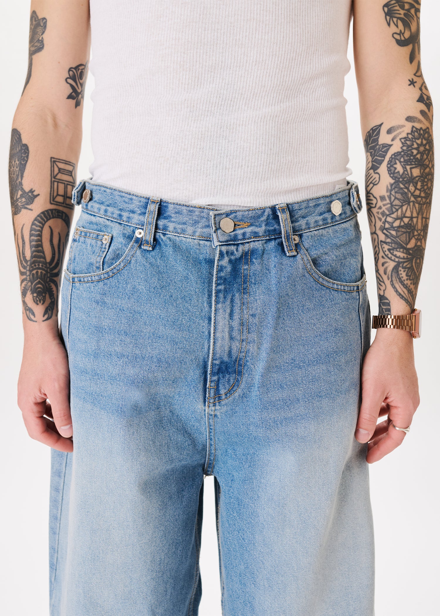 Side-button Denim Jeans