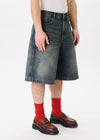 Short en jean à demi-pinces