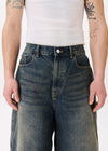 Short en jean à demi-pinces