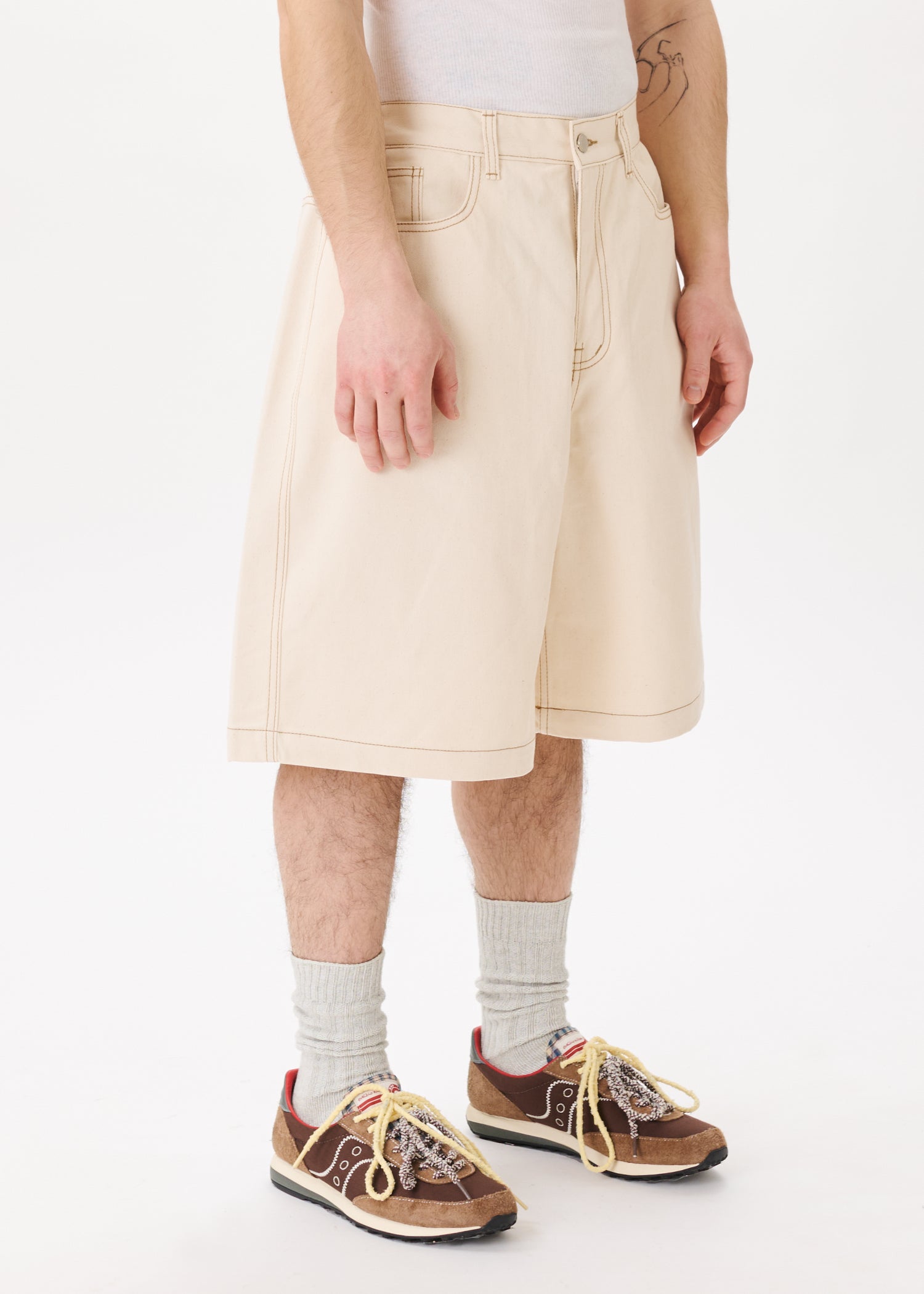 Half-dart Raw Denim Shorts