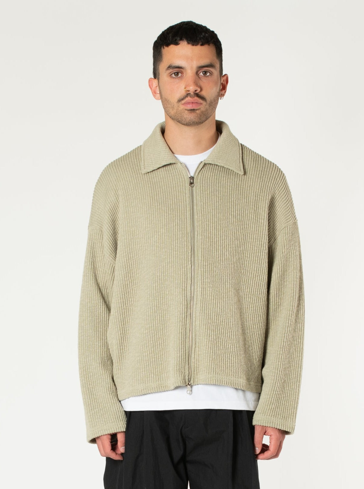 Zipper Polo Sweater