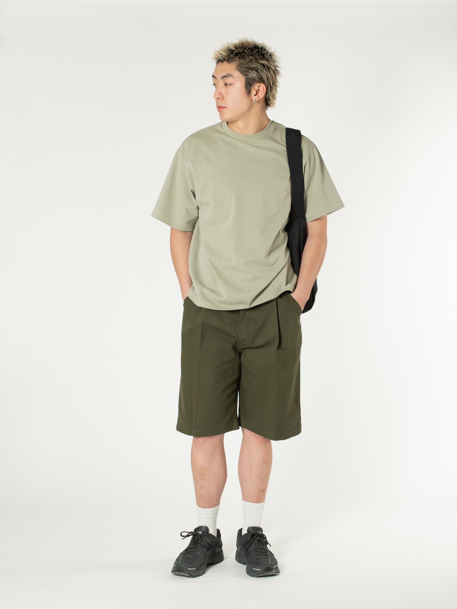 Pleated Cotton Shorts