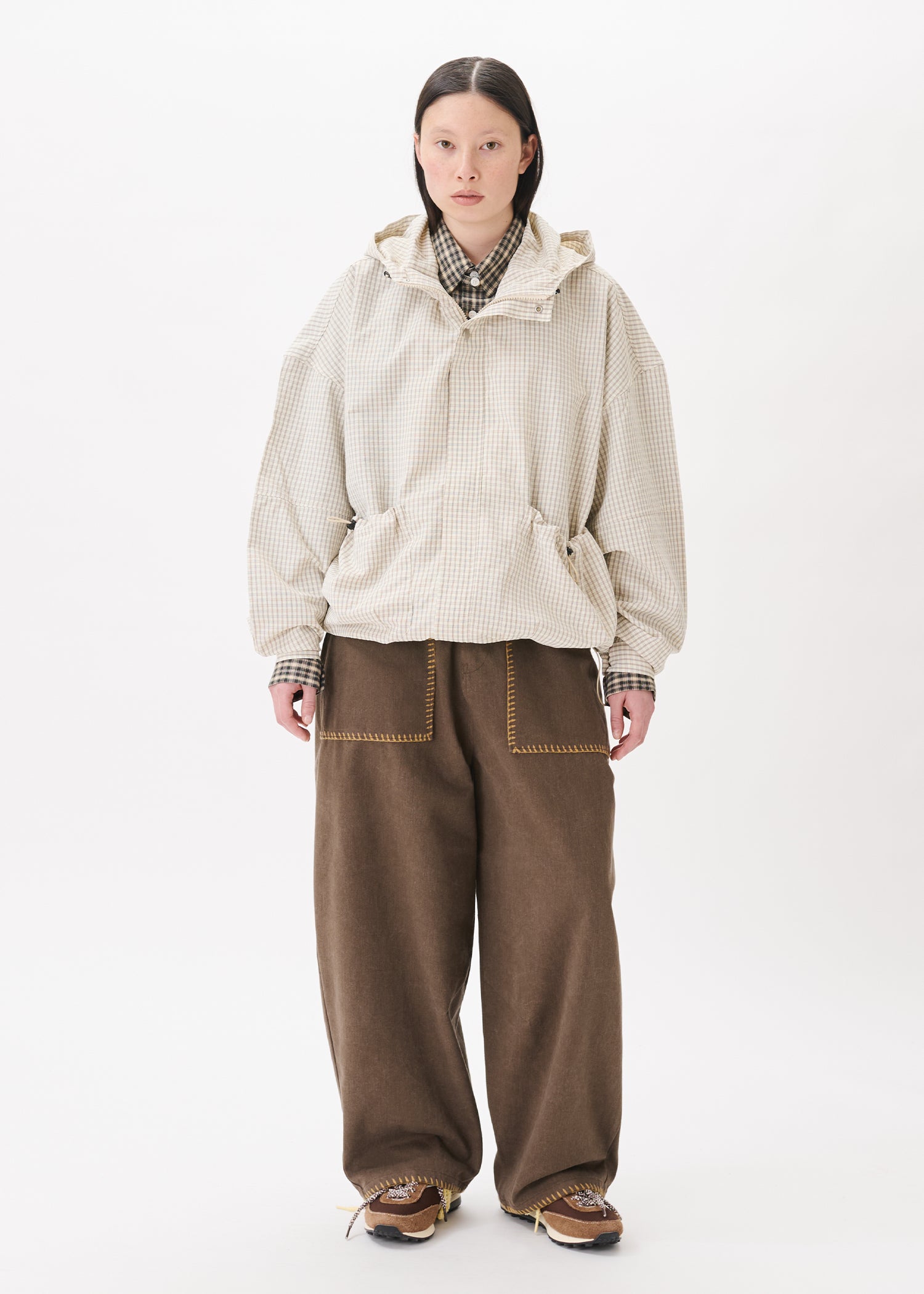 Veste à carreaux à cordon élastique