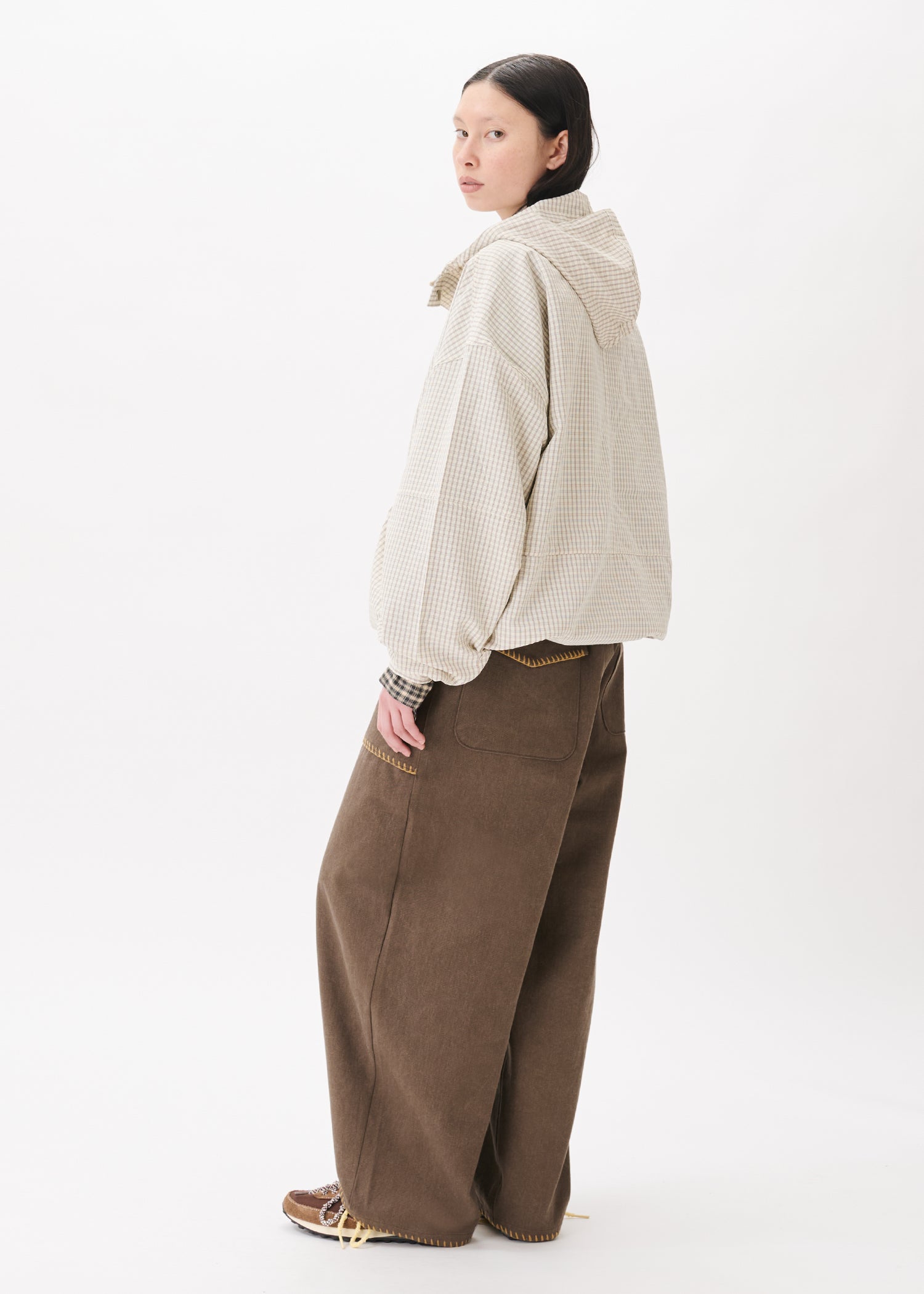 Veste à carreaux à cordon élastique