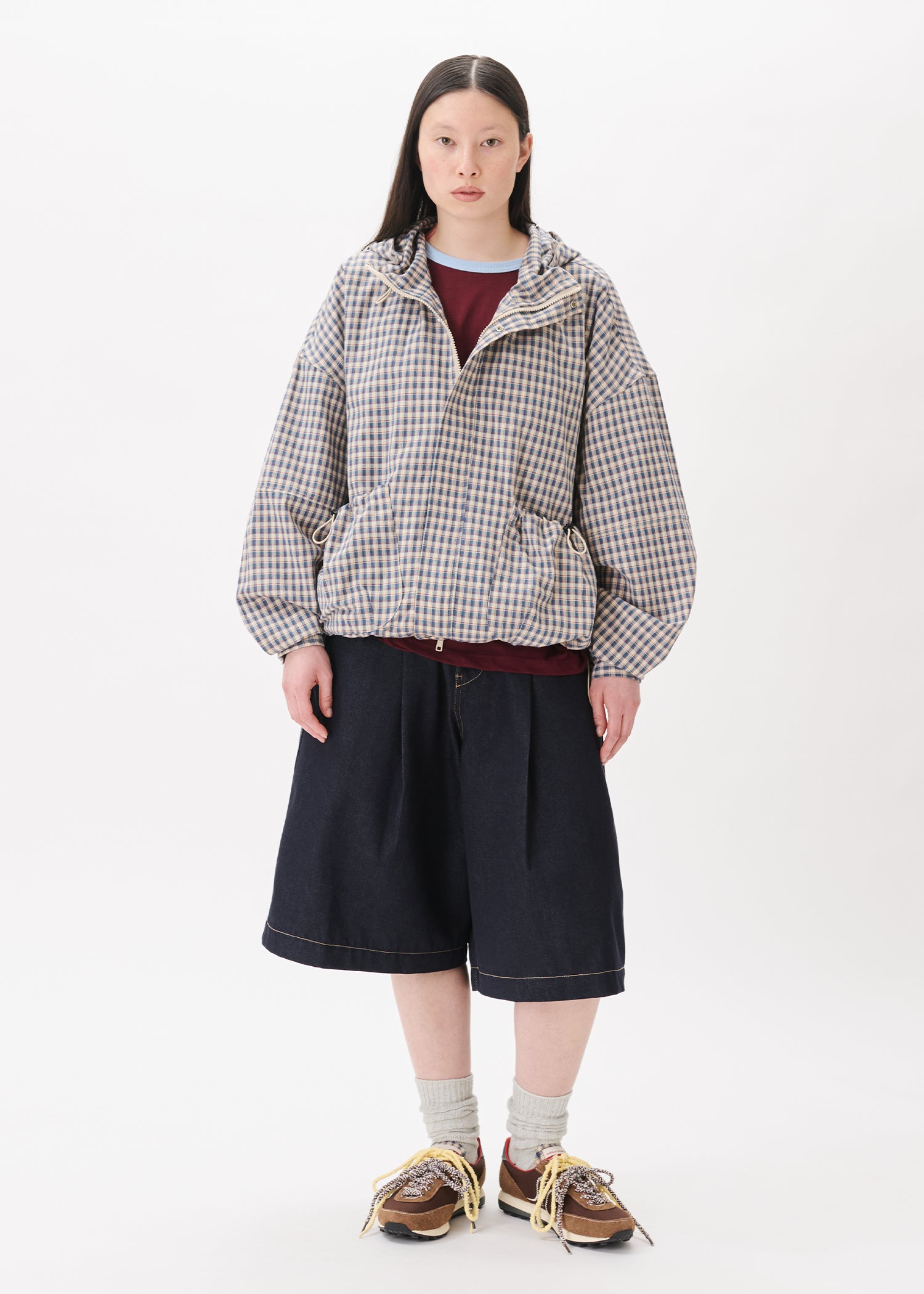 Blouson à carreaux avec cordon élastique