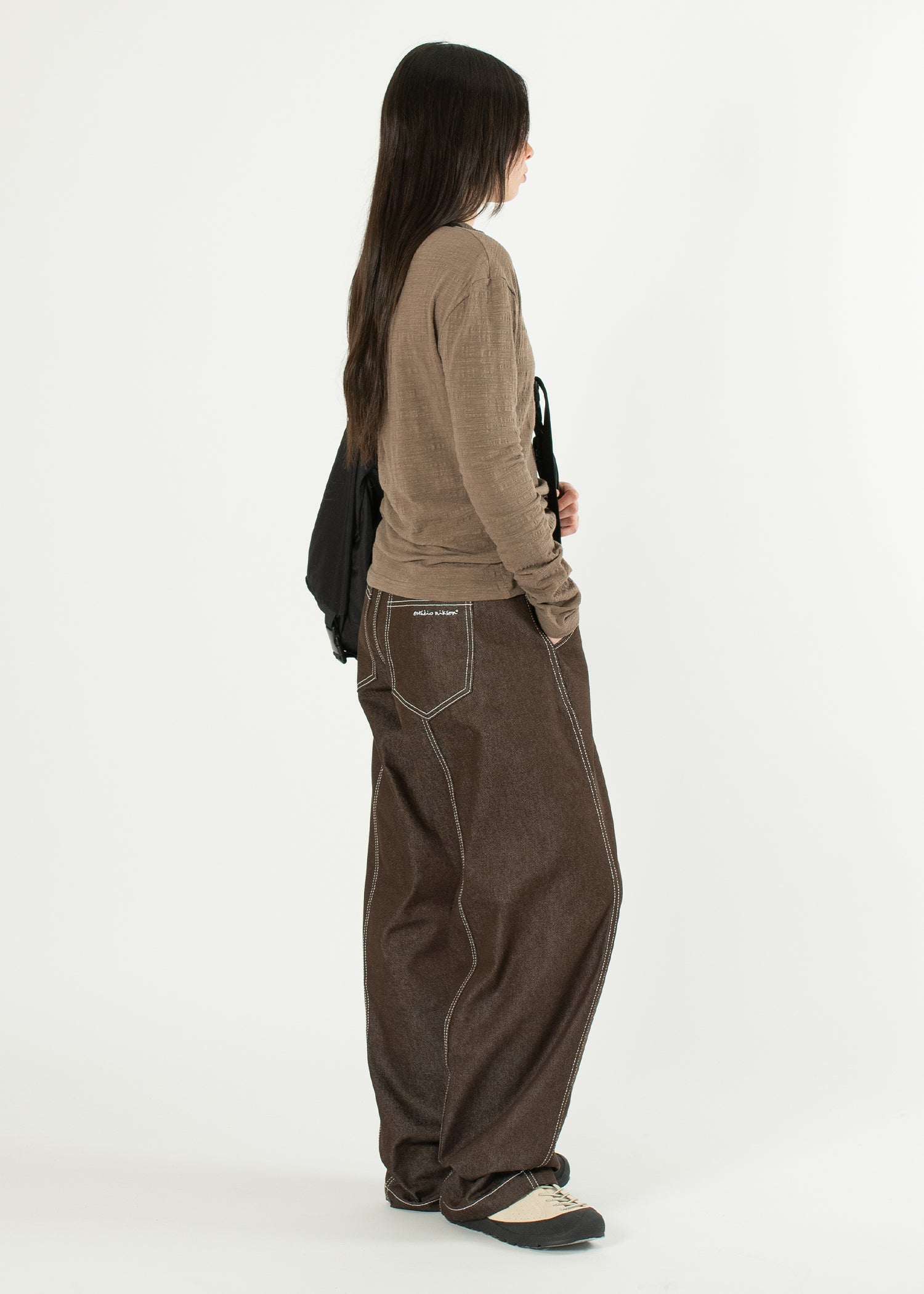 【BAON】Tokia Stitch Raw Denim Pants BAON】Teniki Stitch Raw Wide Denim Pants