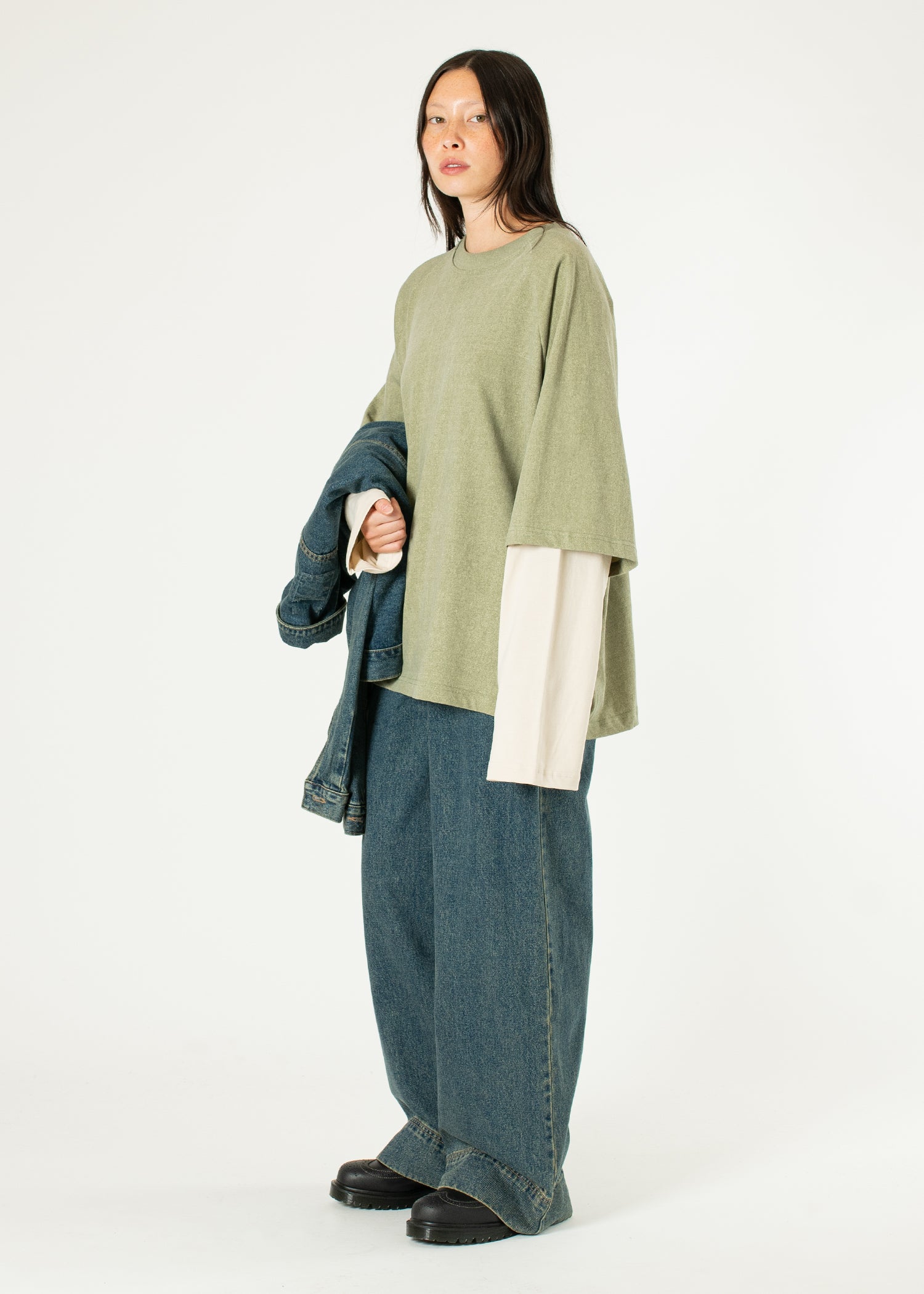 【ライトカーキ】layered long set tee Longsleeve Layered Tee – Estudio Niksen