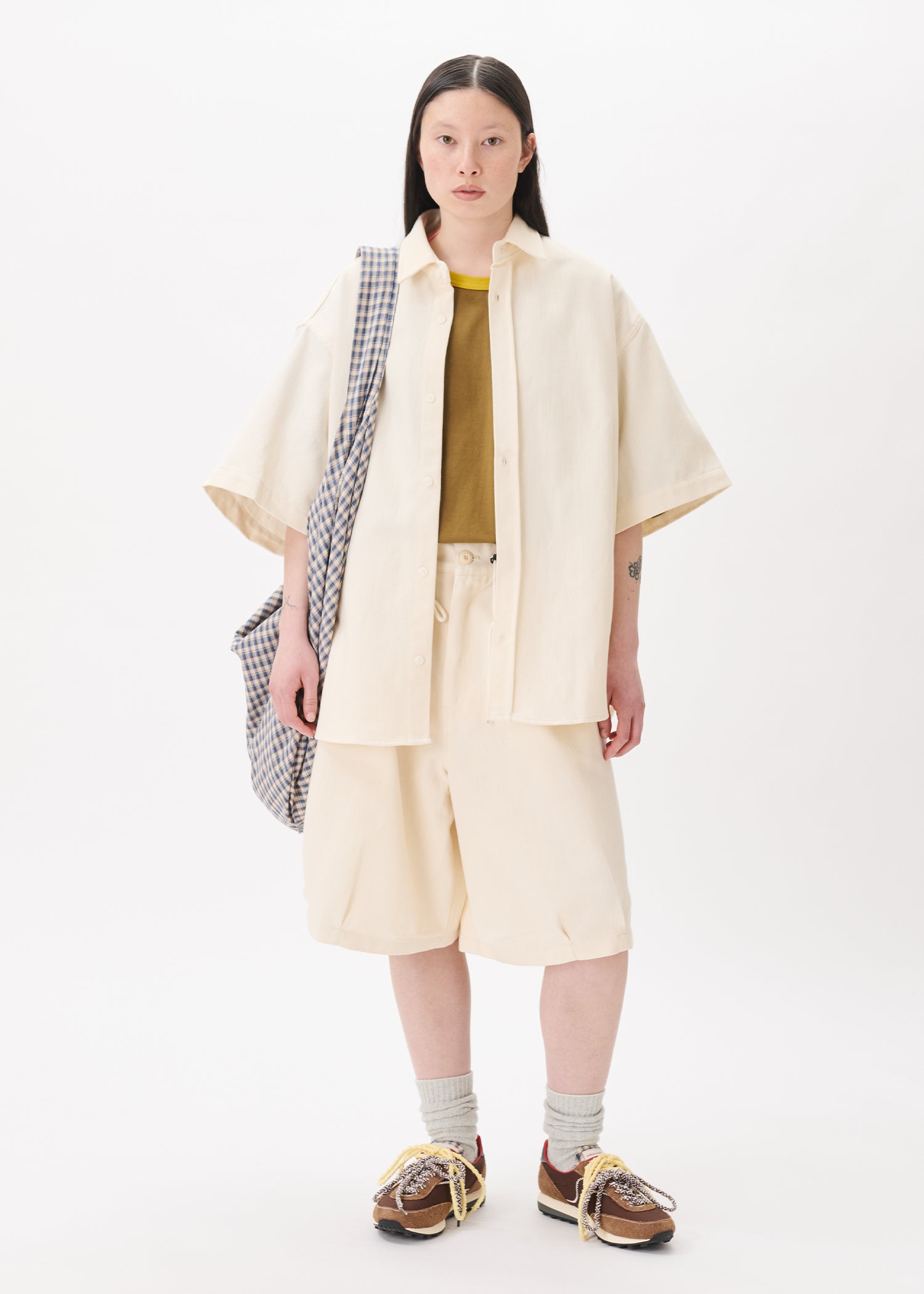 トップス everyone oversized B/D check shortsleeve Shortsleeve Wide Shirt – Estudio Niksen