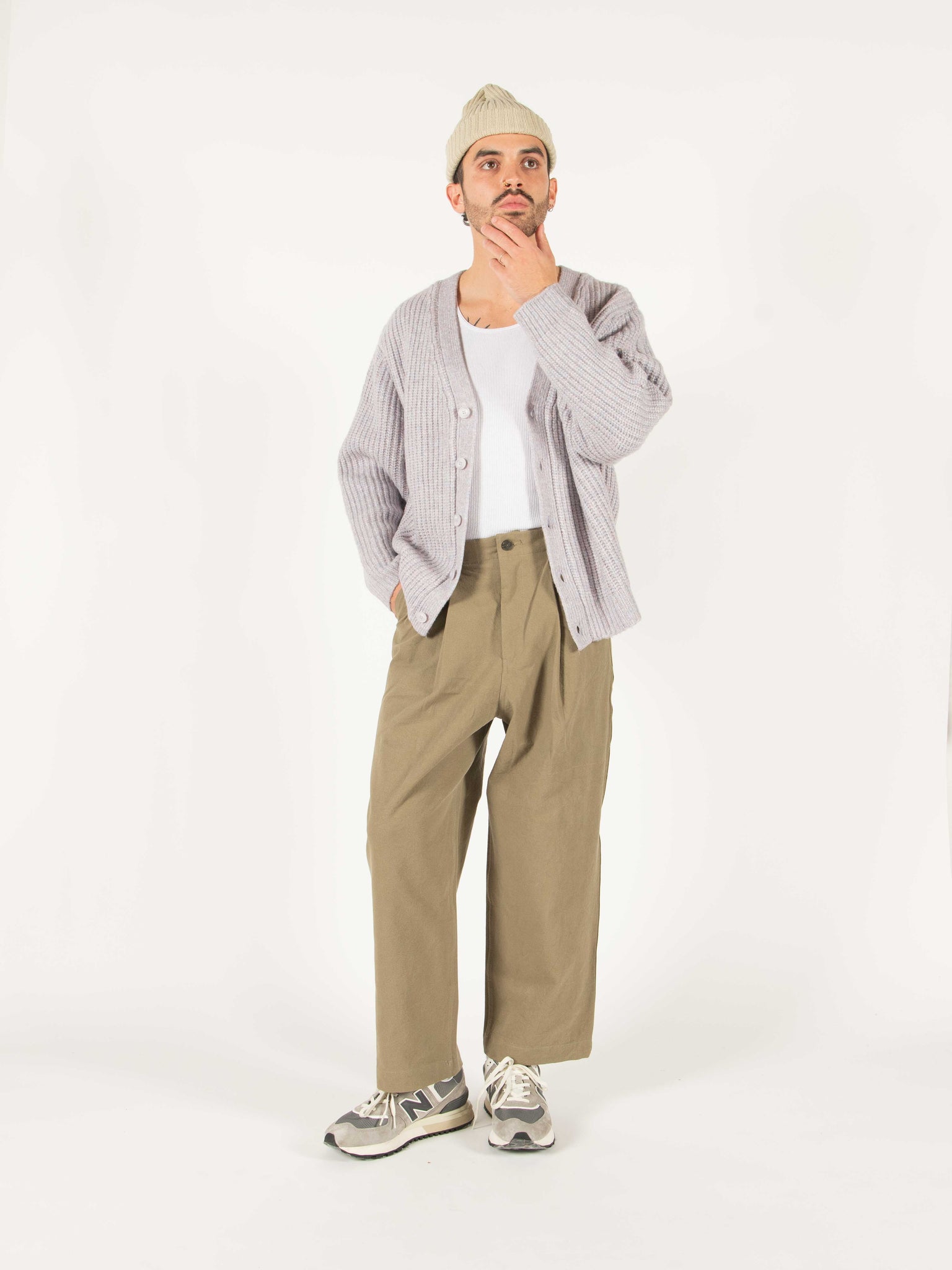 Pintuck Cotton Trousers
